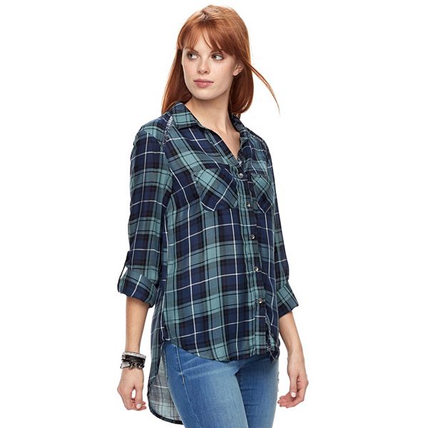 Women's Rock & Republic® Button Front Plaid Shirt