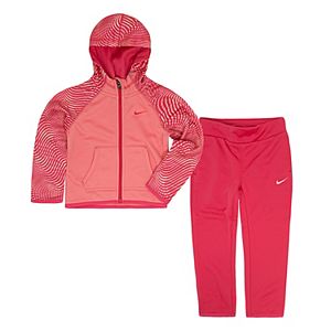 Toddler Girl Nike Therma-FIT Wavy Stripe Zip-Up Hoodie & Pants Set
