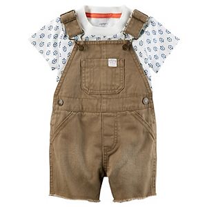 Baby Boy Carter's Leaf Tee & Frayed Shortalls Set