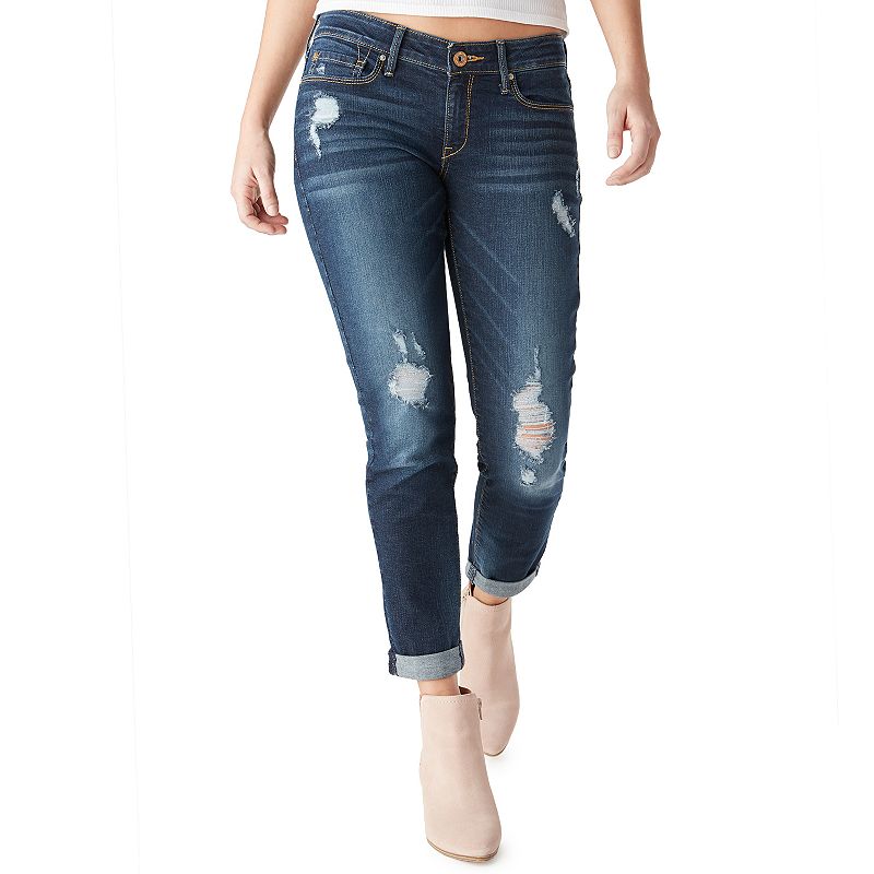 UPC 192379668117 product image for Juniors' DENIZEN from Levi’s Ripped Boyfriend Jeans, Girl's, Size: 7, Dark Blue | upcitemdb.com