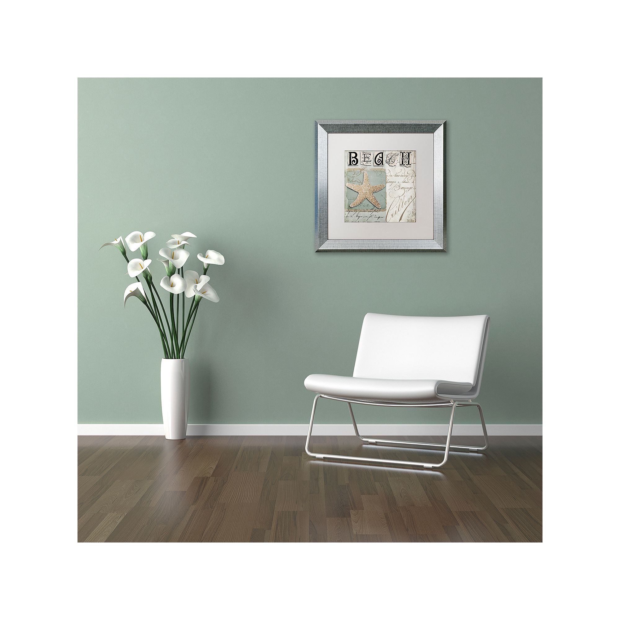 Trademark Fine Art Beach Book II Silver Finish Framed Wall Art, White