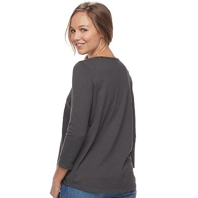Women's Sonoma Goods For Life® Embroidered Henley Tee