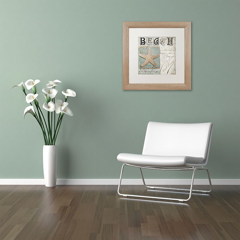 Trademark Fine Art Beach Book II Distressed Framed Wall Art, White, 11X11