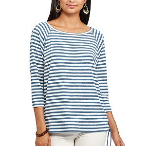 Women's Chaps Striped Lace-Up Pullover