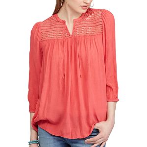 Women's Chaps Lace-Yoke Peasant Top