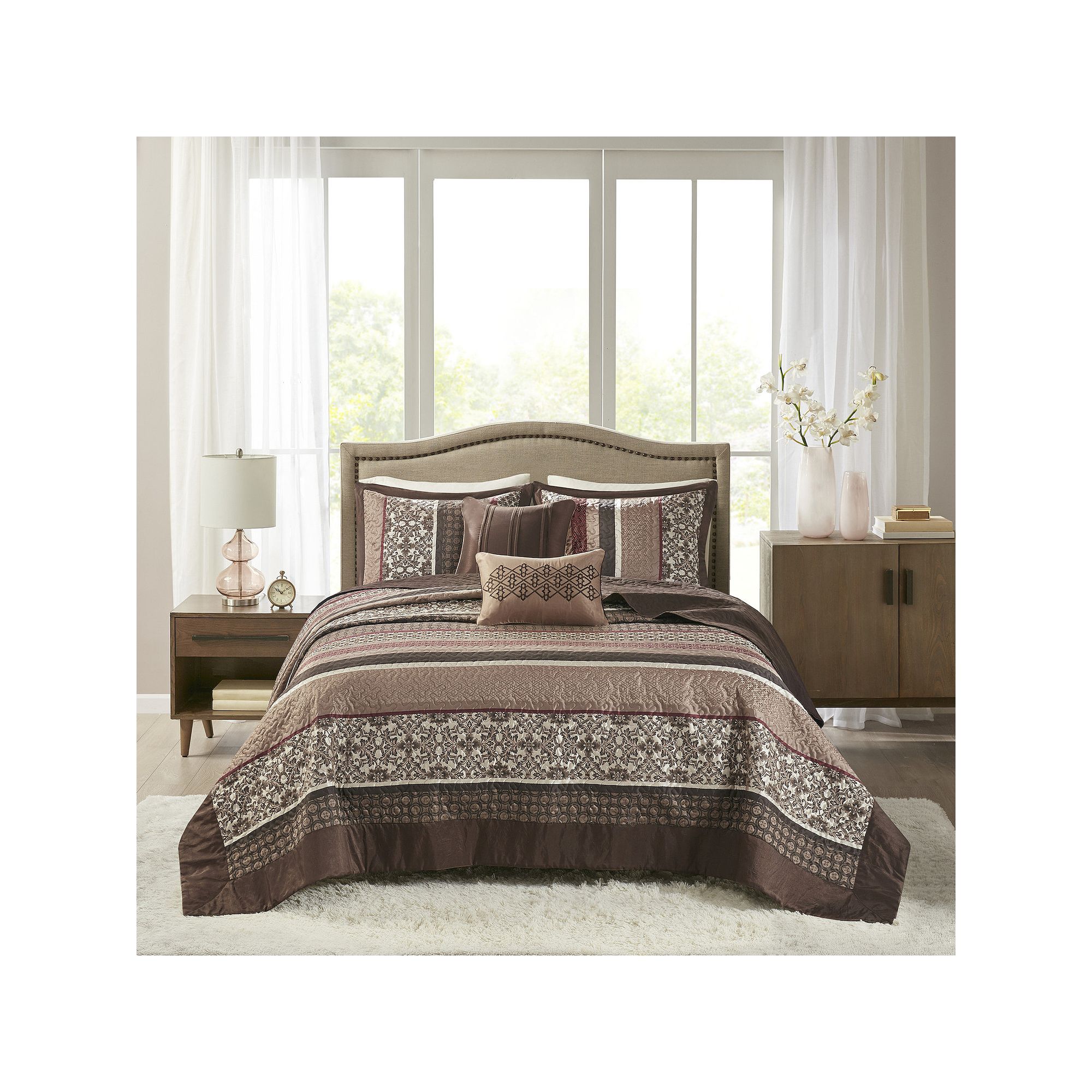 Madison Park Dartmouth 5-Piece Reversible Jacquard Bedspread Set with Throw