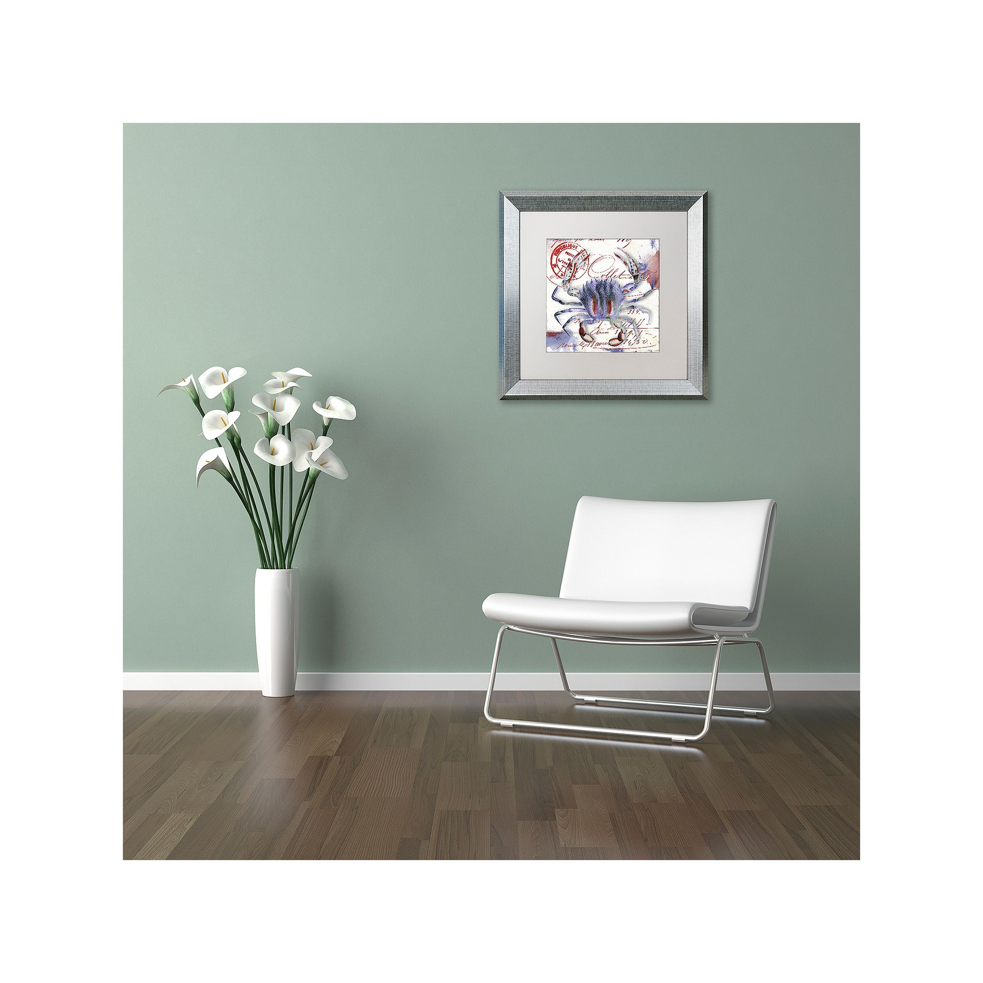 Trademark Fine Art Oceania II Silver Finish Framed Wall Art, White