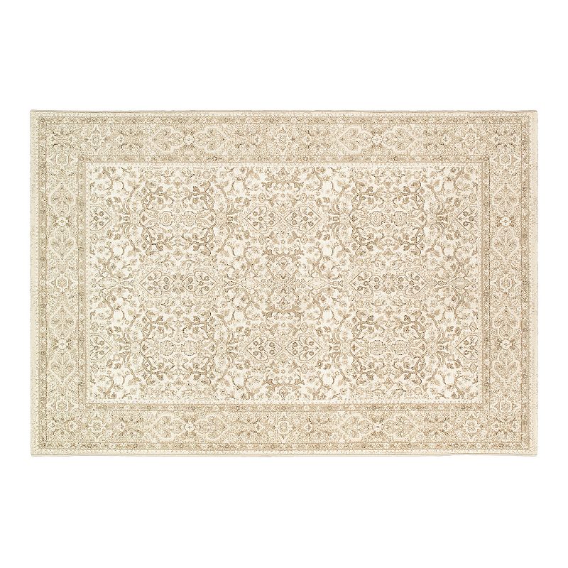 Couristan Marina St. Tropez Framed Floral Rug, Beige White, 4X5.5 Ft