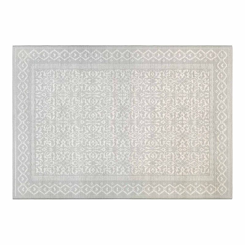Couristan Marina Ibiza Framed Floral Rug, White, 8X11 Ft