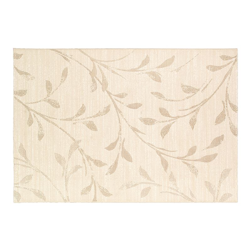 Couristan Marina Capri Leaf Rug, Oyster, 8X11 Ft