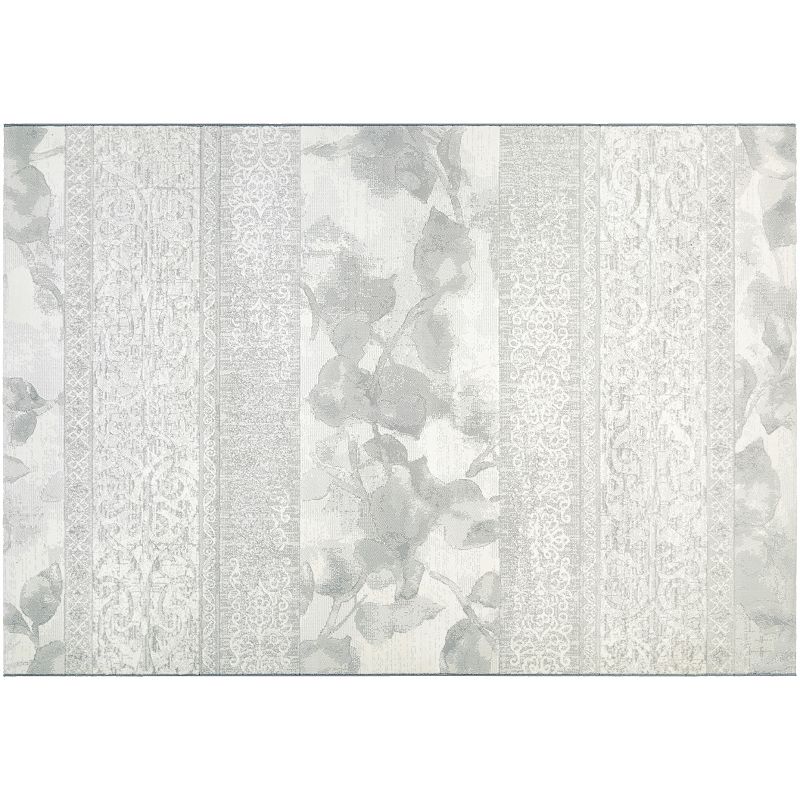 Couristan Marina Valletta Floral Striped Rug, White, 5X7.5 Ft