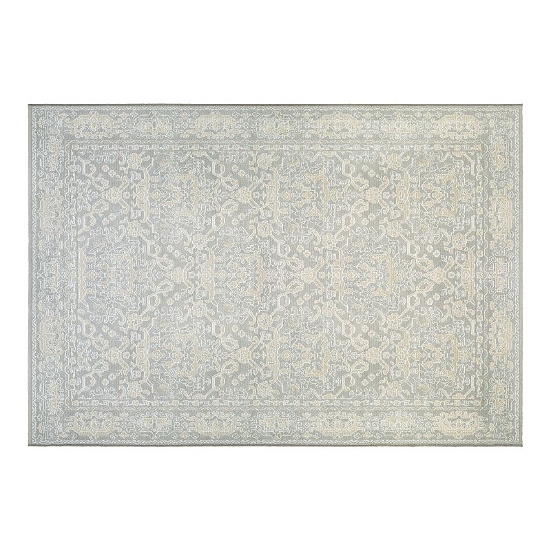 Couristan Marina Rimini Framed Floral Rug, White Beige, 8X11 Ft