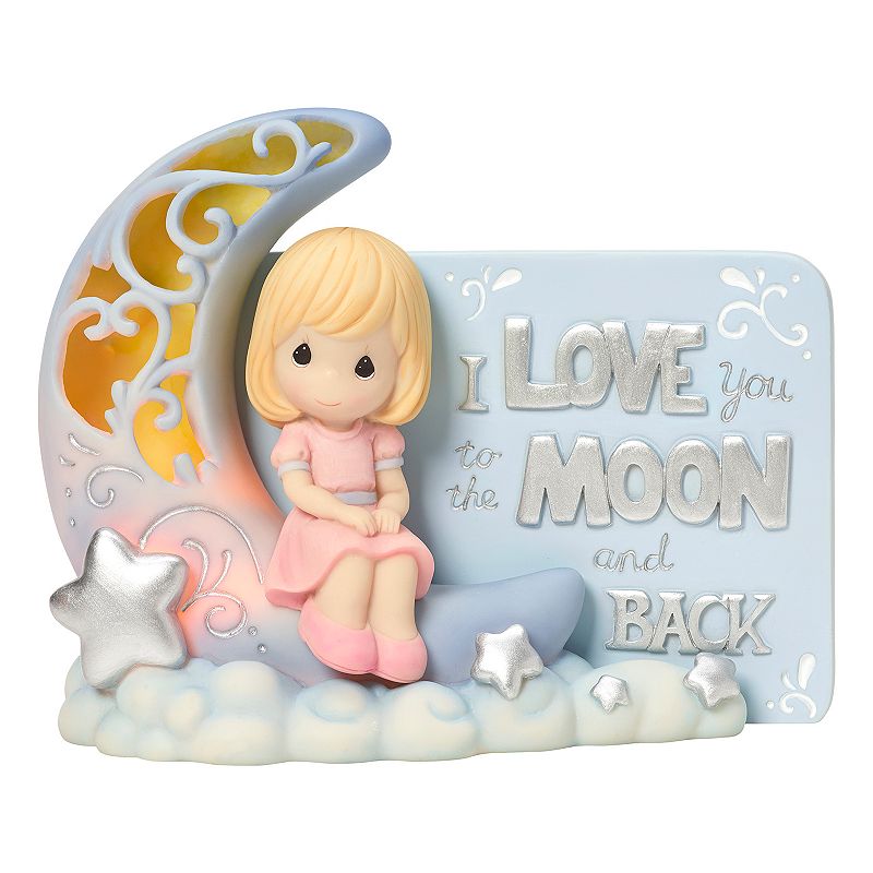 Precious Moments I Love You To The Moon Light-Up Girl Figurine, Blue