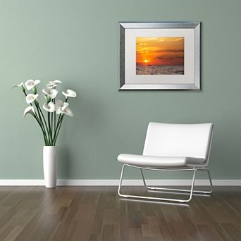 Trademark Fine Art Fishing Boat Sunset Silver Finish Framed Wall Art