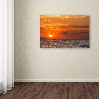 Trademark Fine Art Fishing Boat Sunset Canvas Wall Art
