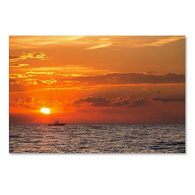 Trademark Fine Art Fishing Boat Sunset Canvas Wall Art