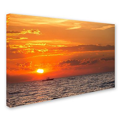 Trademark Fine Art Fishing Boat Sunset Canvas Wall Art