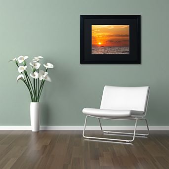 Trademark Fine Art Fishing Boat Sunset Black Framed Wall Art
