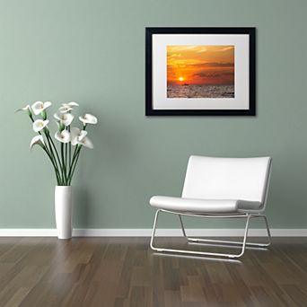 Trademark Fine Art Fishing Boat Sunset Black Framed Wall Art