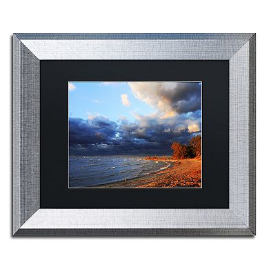 Trademark Fine Art Lake Erie Autumn Silver Finish Framed Wall Art
