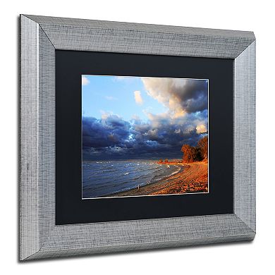 Trademark Fine Art Lake Erie Autumn Silver Finish Framed Wall Art