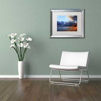Trademark Fine Art Lake Erie Autumn Silver Finish Framed Wall Art