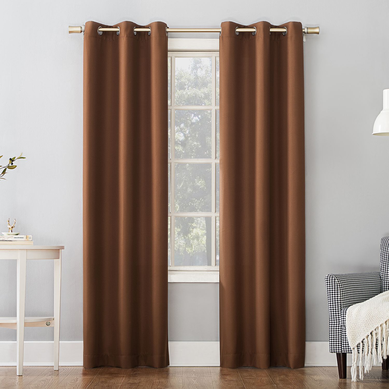 brown curtains