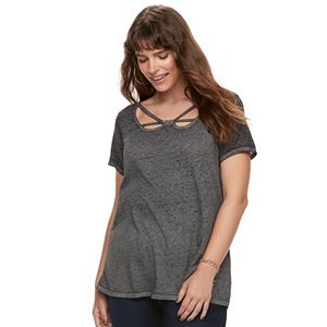Plus Size Rock & Republic® Strappy Cutout Tee