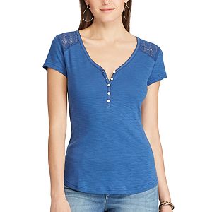 Women's Chaps Lace Yoke Henley