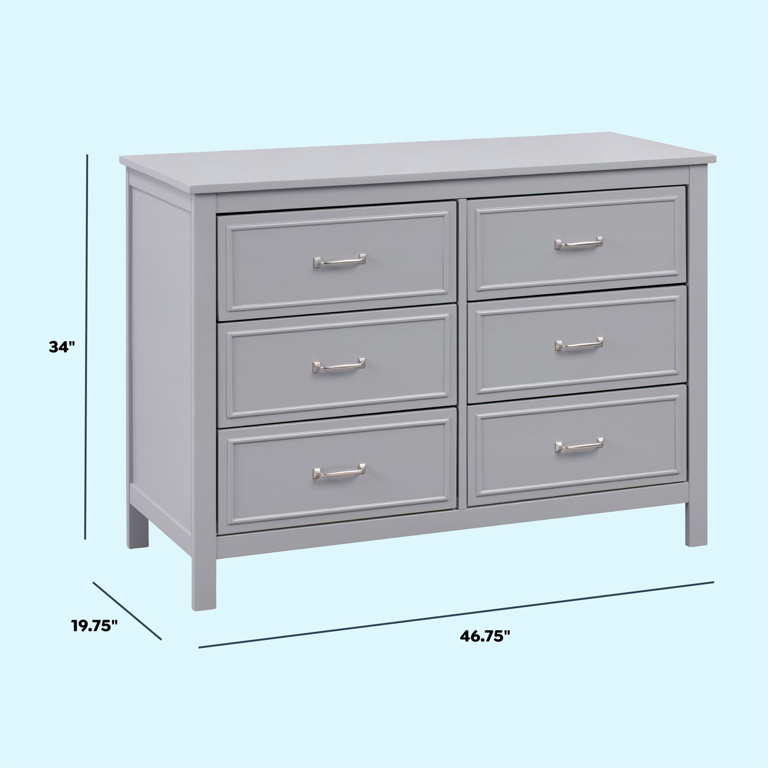 davinci signature 6 drawer double dresser fog grey DaVinci Signature 6-Drawer Double Dresser, White