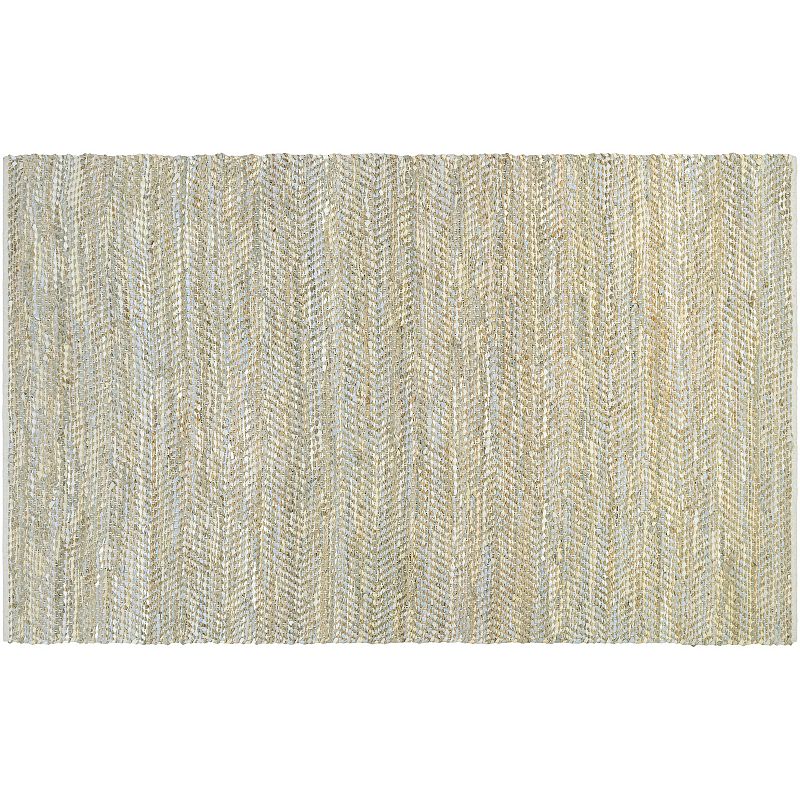 Couristan Nature's Elements Clouds Geometric Jute Blend Rug, Ivory Oatmeal Blue, 4X6 Ft
