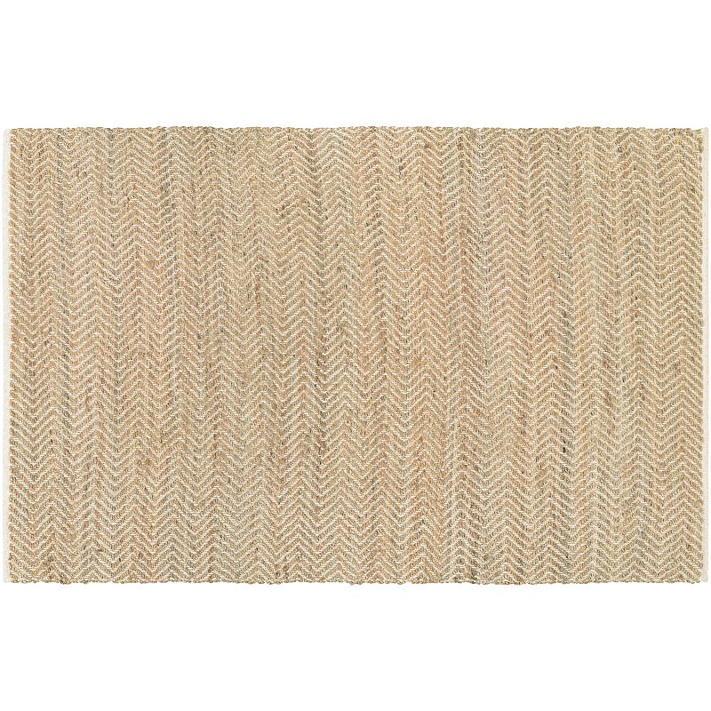 Couristan Nature's Elements Gravity Chevron Jute Blend Rug, Natural, 4X6 Ft