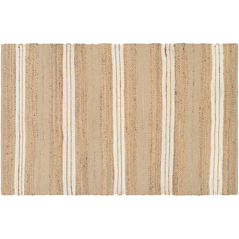 Couristan Nature's Elements Ray Striped Jute Blend Rug, Natural Ivory, 4X6 Ft