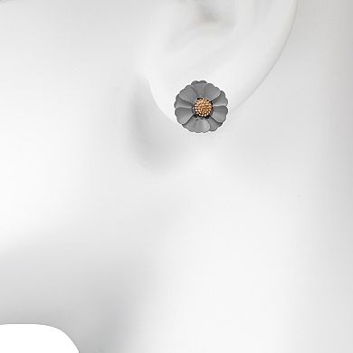 LC Lauren Conrad Gray Flower Nickel Free Stud Earrings
