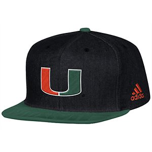 Adult adidas Miami Hurricanes Player Snapback Cap