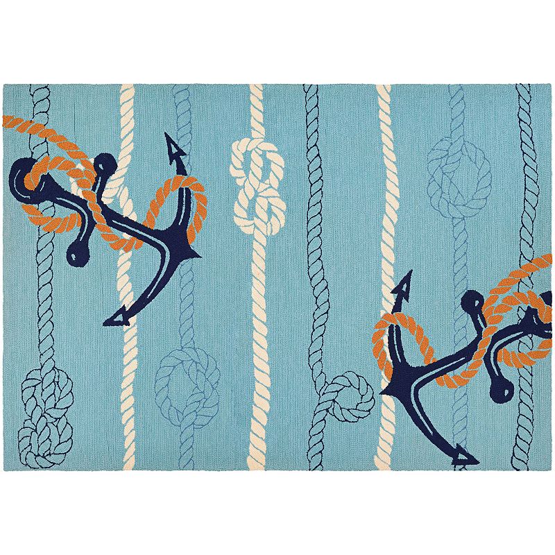 Couristan Outdoor Escape Anchor Bend Tied Rope Indoor Outdoor Rug, Blue Blue, 8X11 Ft