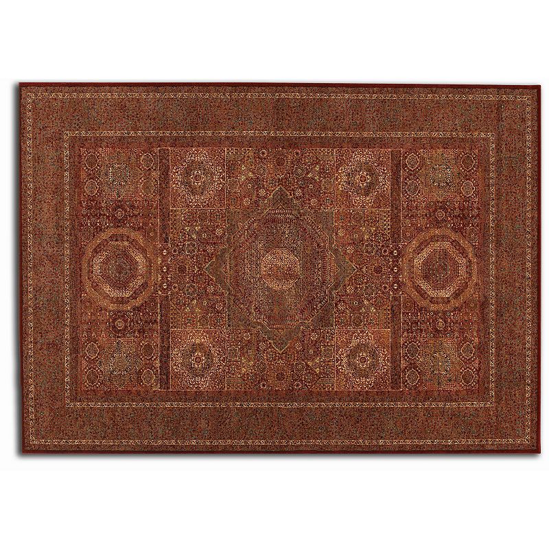 Couristan Old World Classics Mamluken Framed Floral Wool Rug, Red, 8X11 Ft