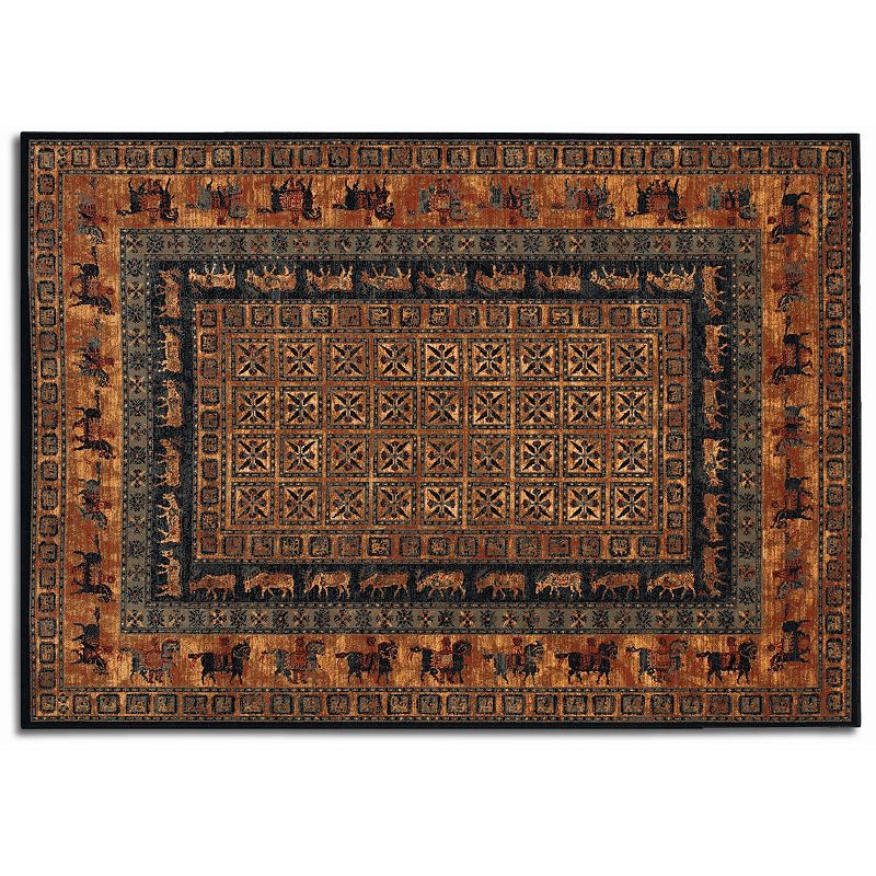 Couristan Old World Classics Pazyrk Framed Floral Wool Rug, Burnished Red, 8X11 Ft