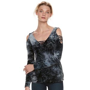 Women's Rock & Republic® Strappy Cold-Shoulder Velvet Top