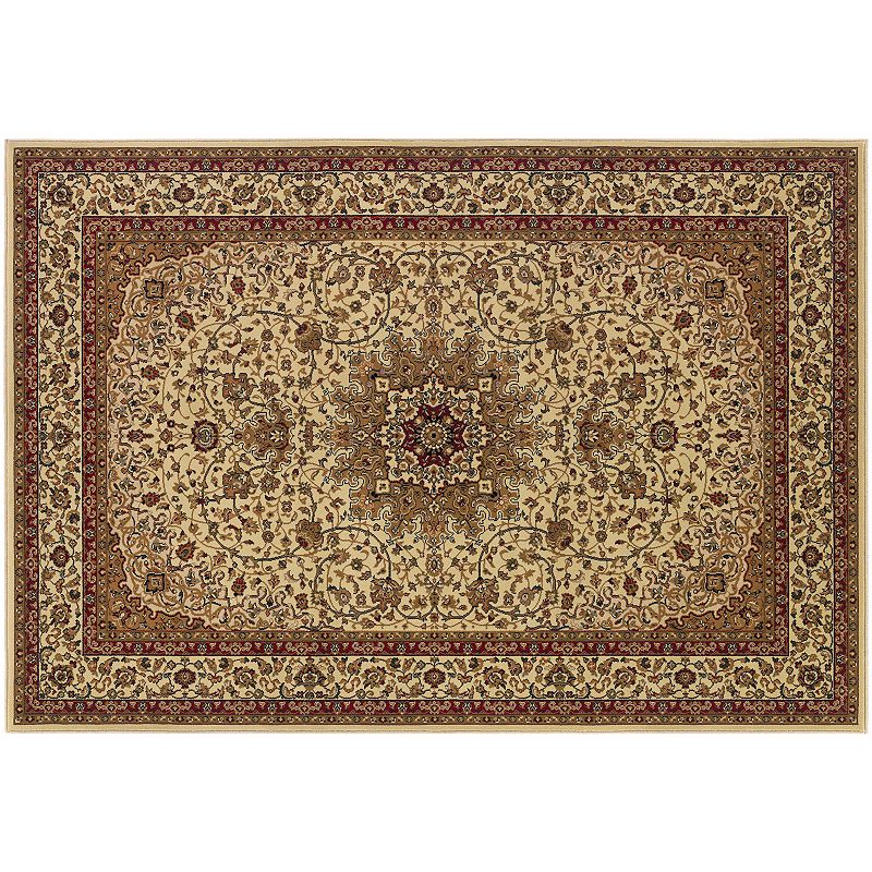 Couristan Izmir Royal Kashan Framed Floral Rug, Beig/Green, 5X7.5 Ft