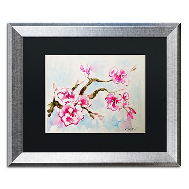 Trademark Fine Art Cherry Blossom Silver Finish Framed Wall Art
