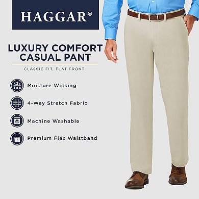 Men’s J.M. Haggar Luxury Comfort Premium Flex-Waist Classic-Fit 4-Way Stretch Flat-Front Casual Pants