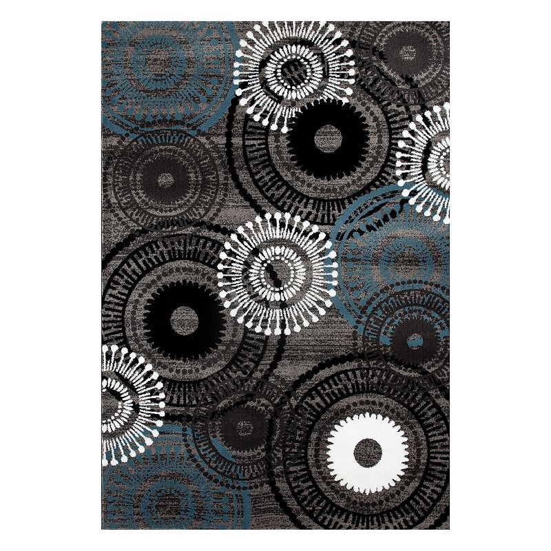 World Rug Gallery Alpine Contemporary Circles Rug, Grey, 8X10 Ft