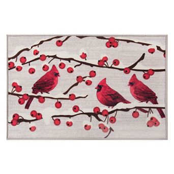 Loomaknoti Holiday Cardinal Winter Berries Rug - 20" x 30"