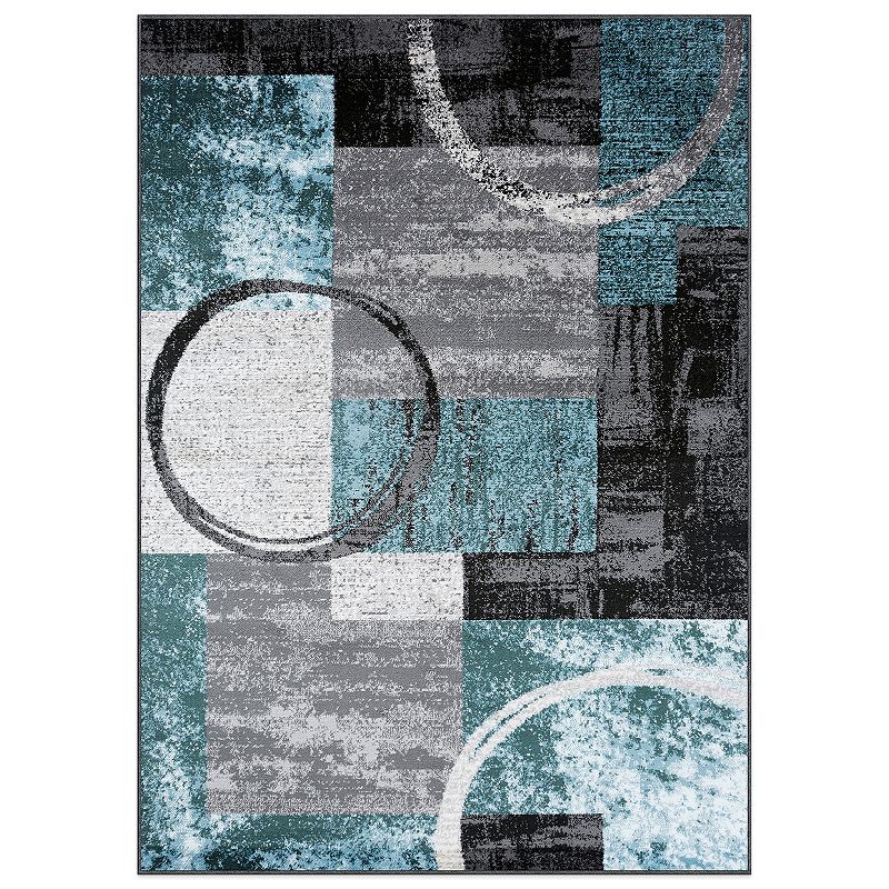 World Rug Gallery Toscana Contemporary Abstract Circle Rug, Grey, 2X7 Ft