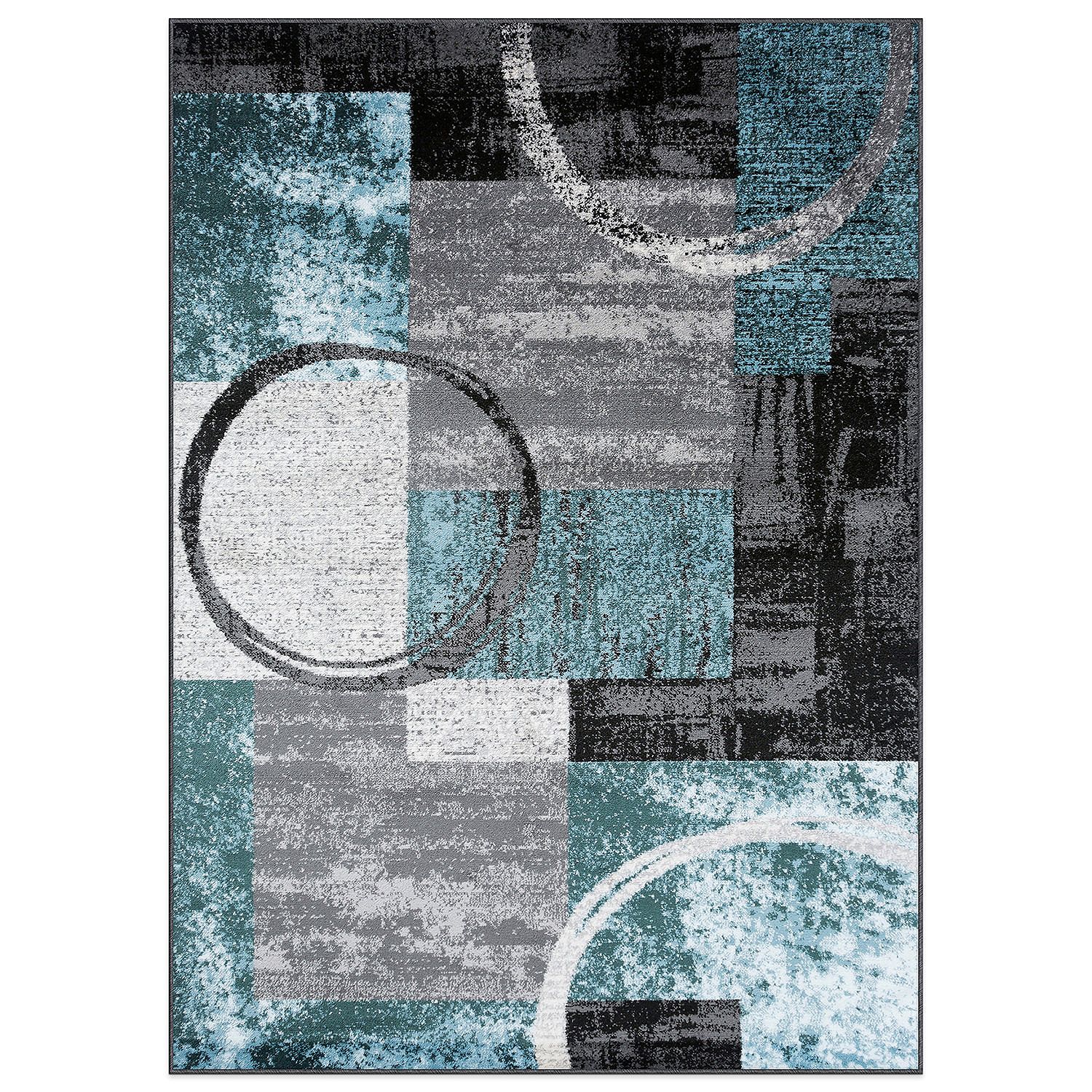 Photo 1 of Contemporary Abstract Circle Design Gray Soft 3'3" x 5' Indoor Area Rug
