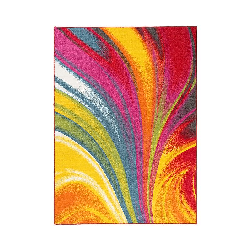 World Rug Gallery Avora Colorful Waves Rug, Multicolor, 2X7 Ft