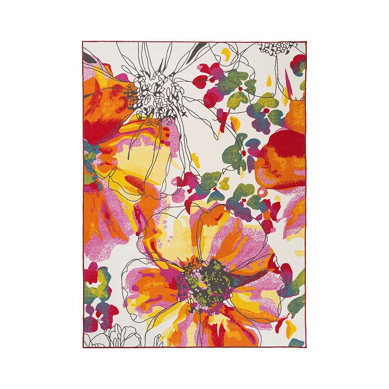 World Rug Gallery Avora Modern Colorful Floral Rug, Multicolor, 6.5X9 Ft