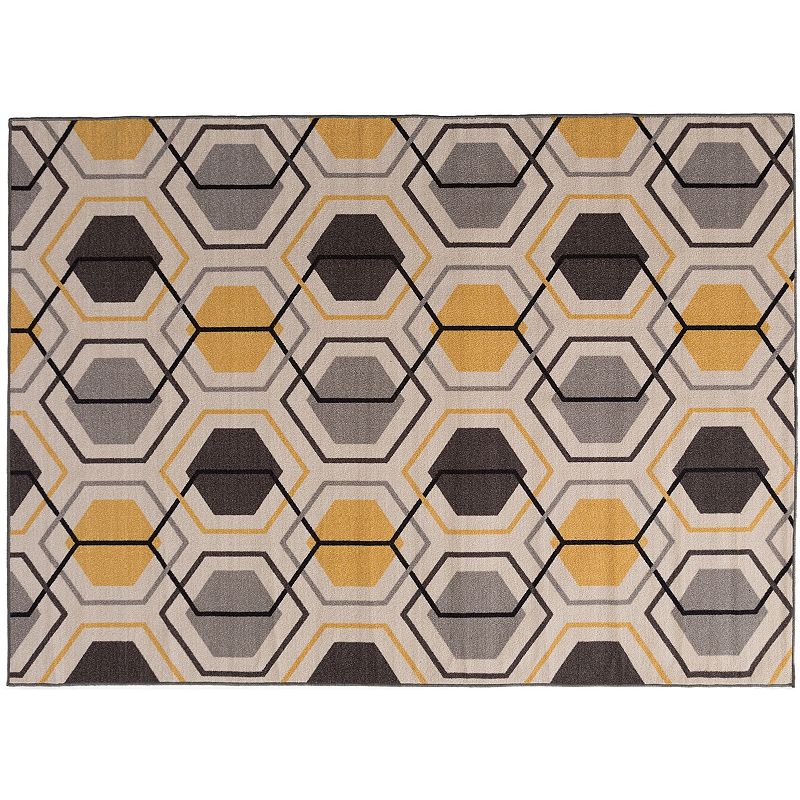 World Rug Gallery Avora Geometric Honeycomb Rug, Yellow, 8X10 Ft