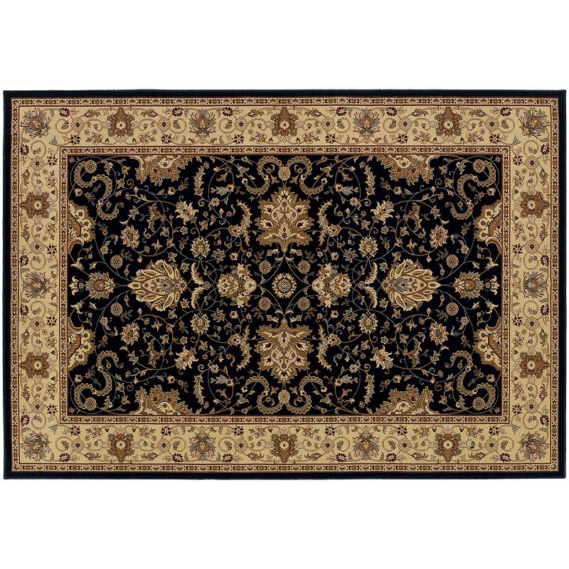 Couristan Izmir Bijar Framed Floral Rug, Black, 5X7.5 Ft